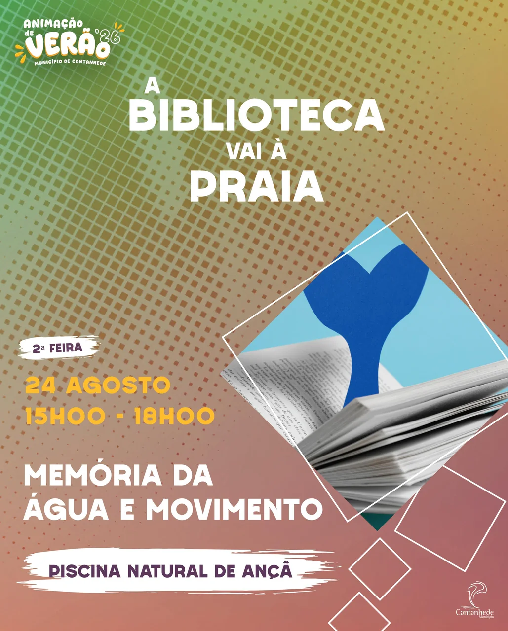 Cartaz: A Biblioteca vai à Praia! Memórias da Água e Movimento