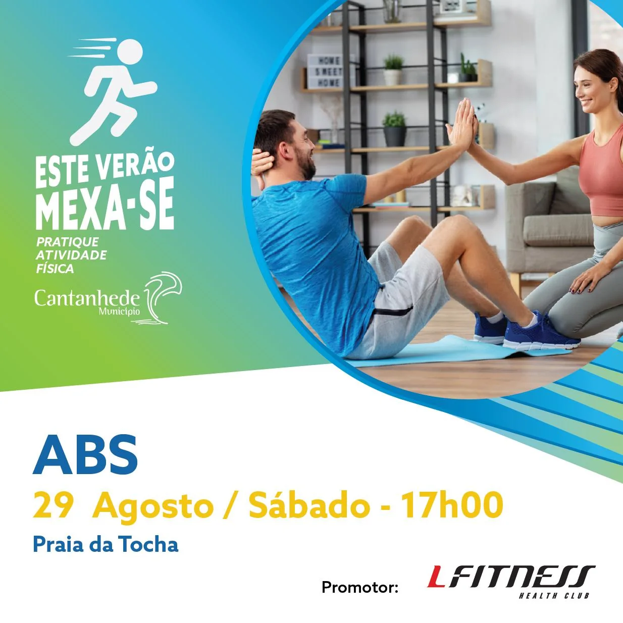 Cartaz: Este Verão Mexa-se! Na Praia da Tocha - ABS com LFitness