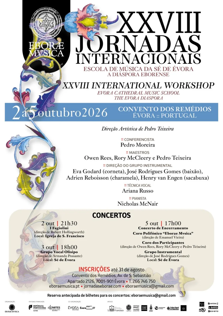 Cartaz: XXVIII Jornadas Internacionais “Escola de Música da Sé de Évora – A Diáspora Eborense”